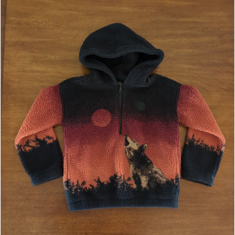 Abercrombie Kids Boys relax fit  "Howl at the Moon" sherpa sweater 1/4 zip 5/6